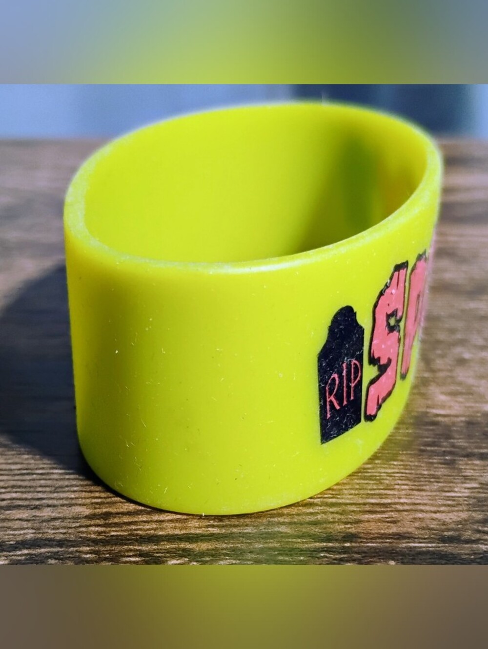 Neon Yellow Spooky Wristband with Pink Pop Lettering - Picture 4 of 7